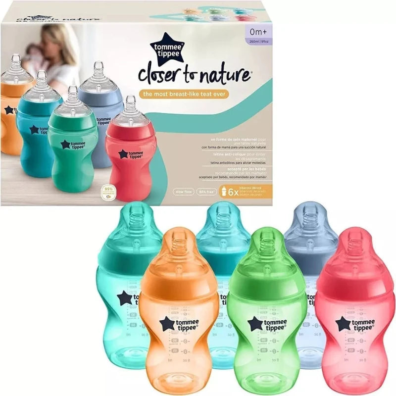 Tommee Tippee Closer to Nature 260ML Bright Bottle - 6 Bottles