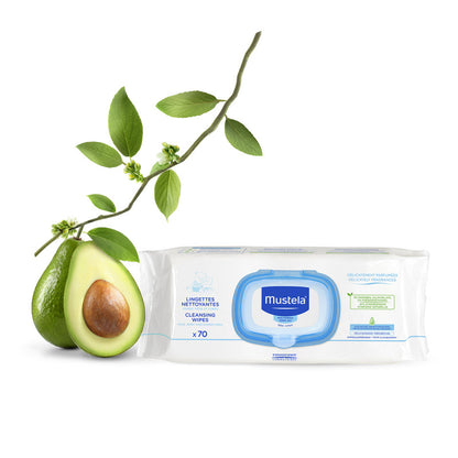 Mustela Baby Cleansing Wipes with Natural Avocado - For Face, Body &amp; Diaper Area