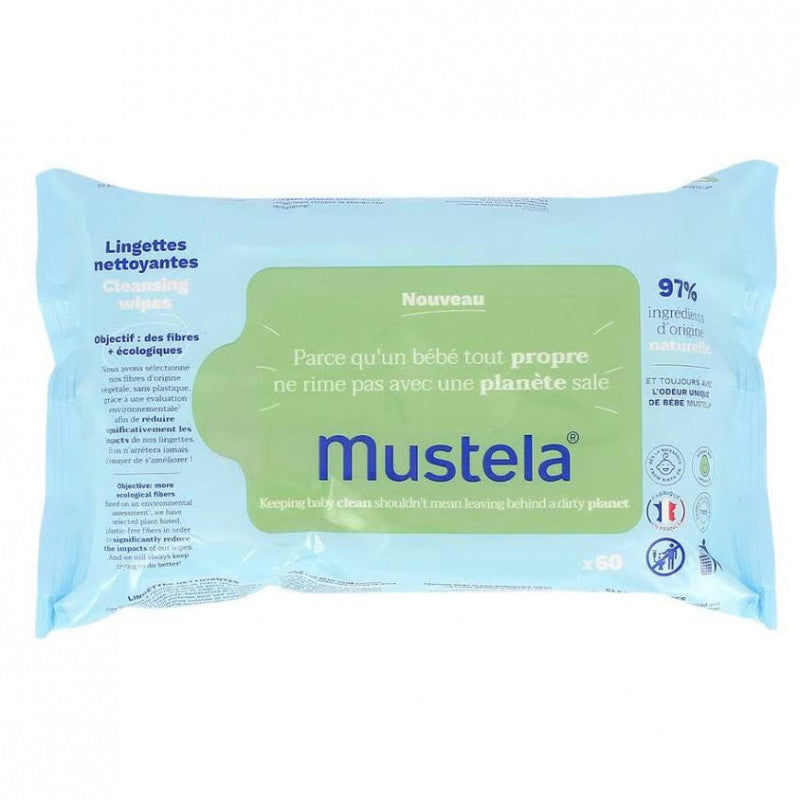 Mustela Baby Cleansing Wipes with Natural Avocado - For Face, Body &amp; Diaper Area