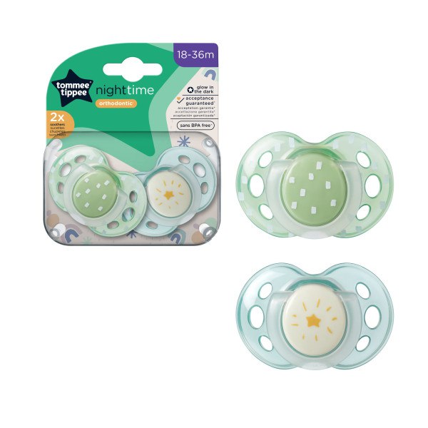 Tommee Tippee Night Time Orthodontic Soothers 18-36M