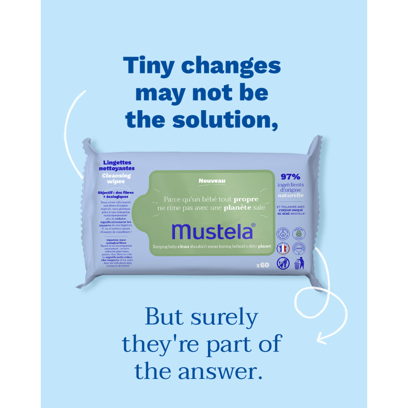 Mustela Baby Cleansing Wipes with Natural Avocado - For Face, Body &amp; Diaper Area