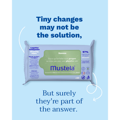 Mustela Baby Cleansing Wipes with Natural Avocado - For Face, Body &amp; Diaper Area