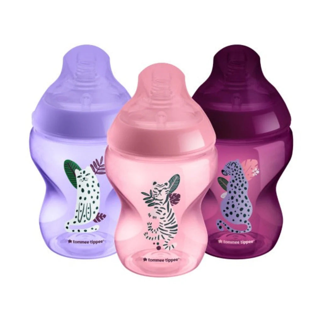 Tommee Tippee Closer to Nature Bottles Midnight Jungle Kit | Purple (0m+) Pack of 3