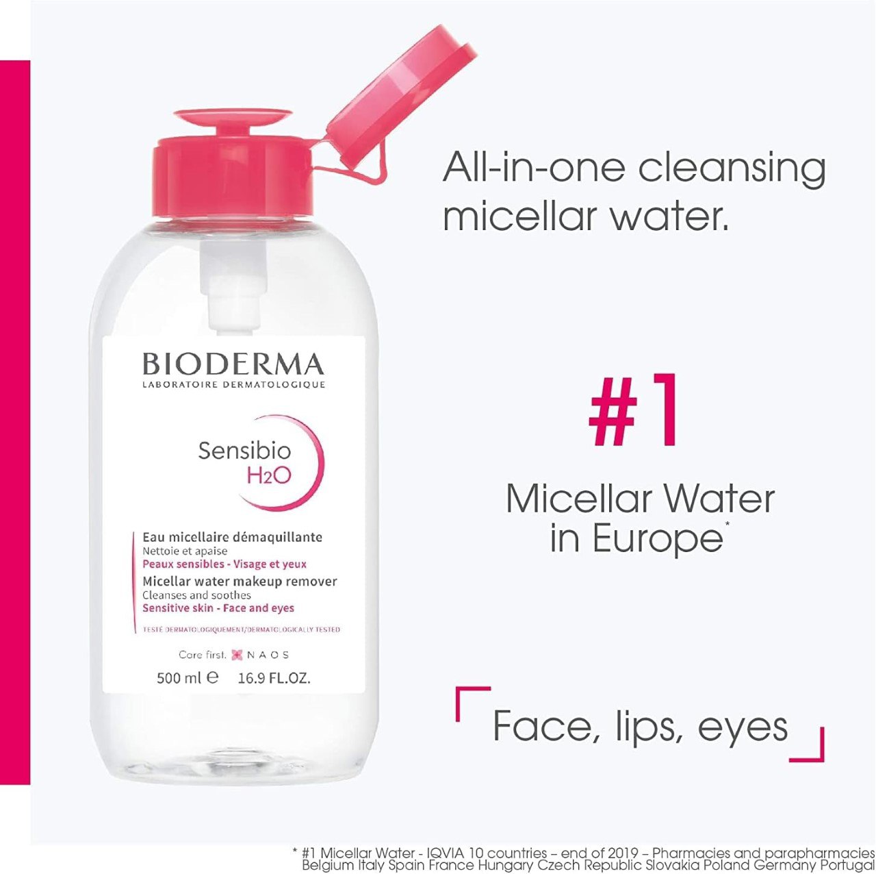 Bioderma Sensibio H2O Soothing Micellar Cleansing Water Pump, 500 Ml