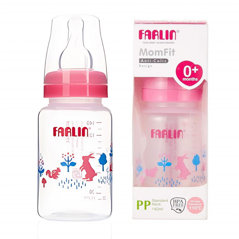 Farlin, Standard Neck Feeding Bottle, Pink, 140Ml, 0 M +