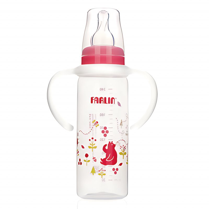 Farlin Standard Neck Feeder with Handle, 240ml, Pink