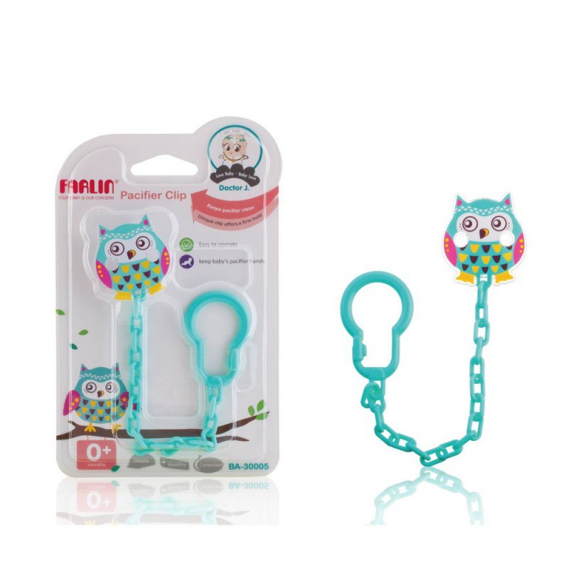 Farlin - Baby Pacifier Clip Pink Bear 0+