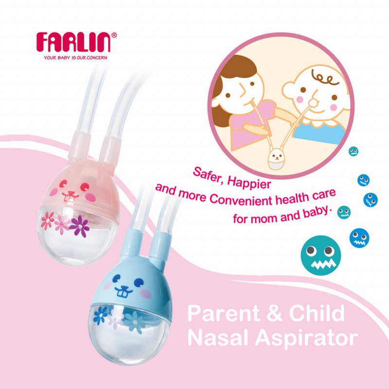 Farlin, Parent &amp; Child Nasal Aspirator, Pink, 0+