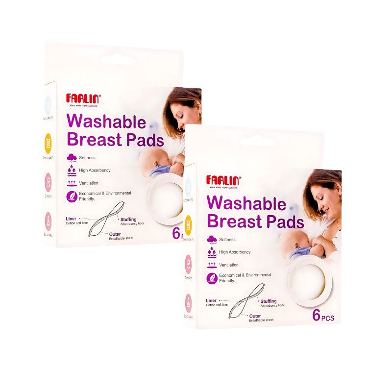 Farlin, Reusable Washable Breast Pads, 6pcs* 2 Packs