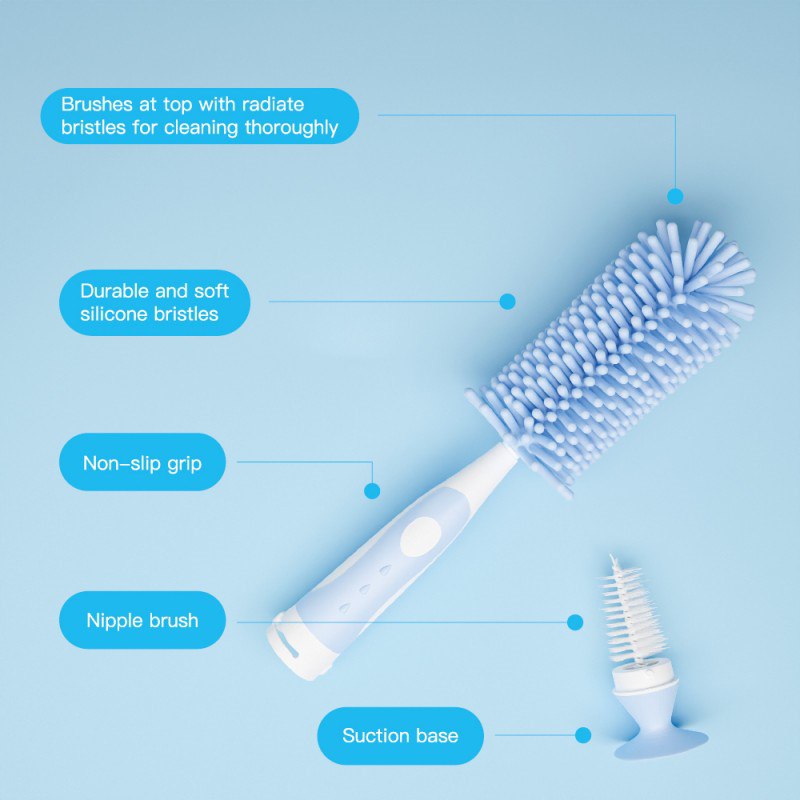 Farlin silicone Bottle and Nipple Brush -Blue