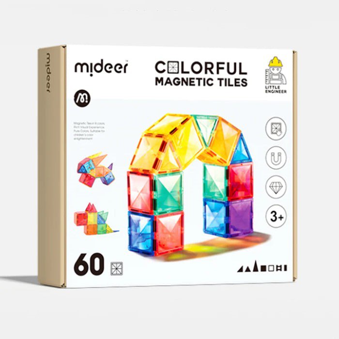 Mideer - Colorful Magnetic Tiles 60Pcs