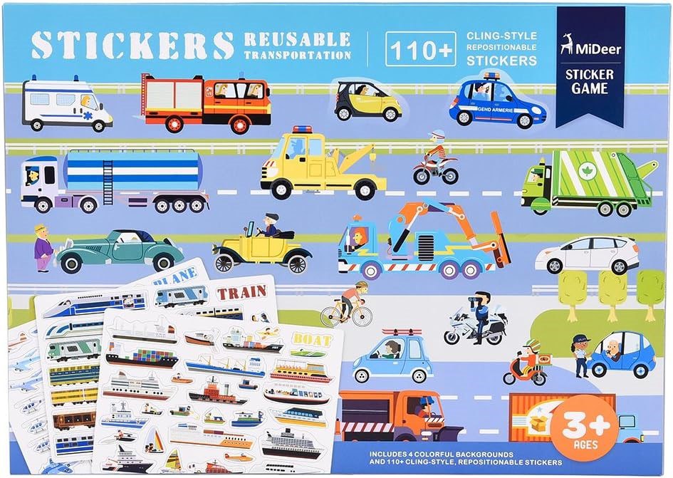 Mideer - Reusable Electrostatic Stickers - Transportation