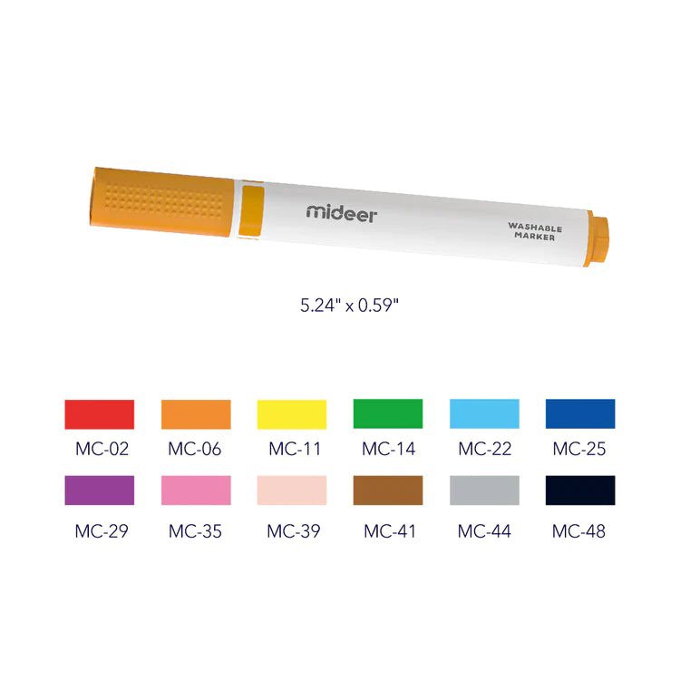 Mideer - Washable Marker Small Tip 12Colors