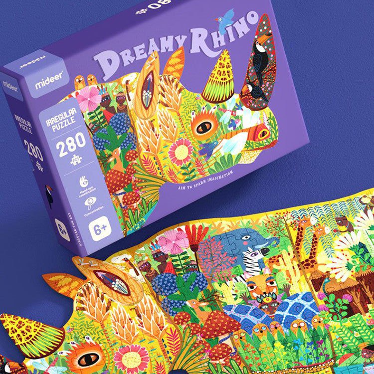 Mideer - Large Animal: Shaped Puzzle Dream Rhinoceros