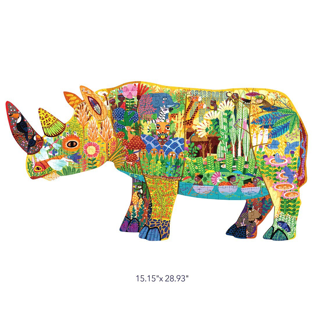 Mideer - Large Animal: Shaped Puzzle Dream Rhinoceros