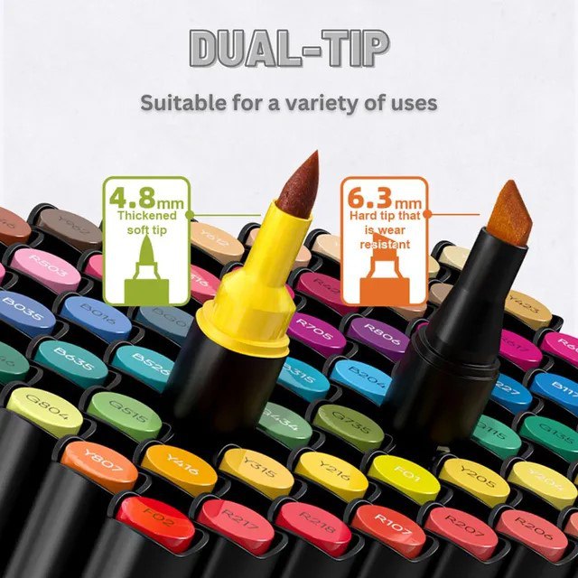 Mideer - Oily Double-Ended Marker 108Pcs