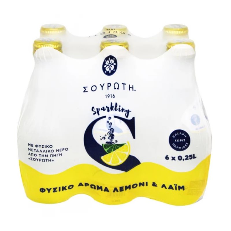 SOUROTI 6 Pack Shrink 6X250ml - Lemon &amp; Lime