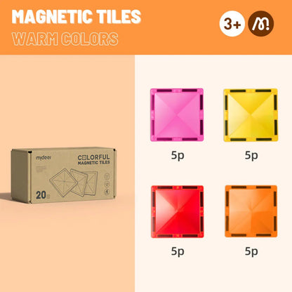 Mideer - Colorful Magnetic Tiles Warm Color 20Pcs