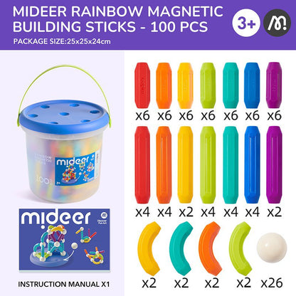 Mideer – Rainbow Magnetic Sticks-100Pcs