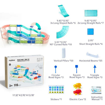 Mideer - Racing Track Grooved Magnetic Tiles