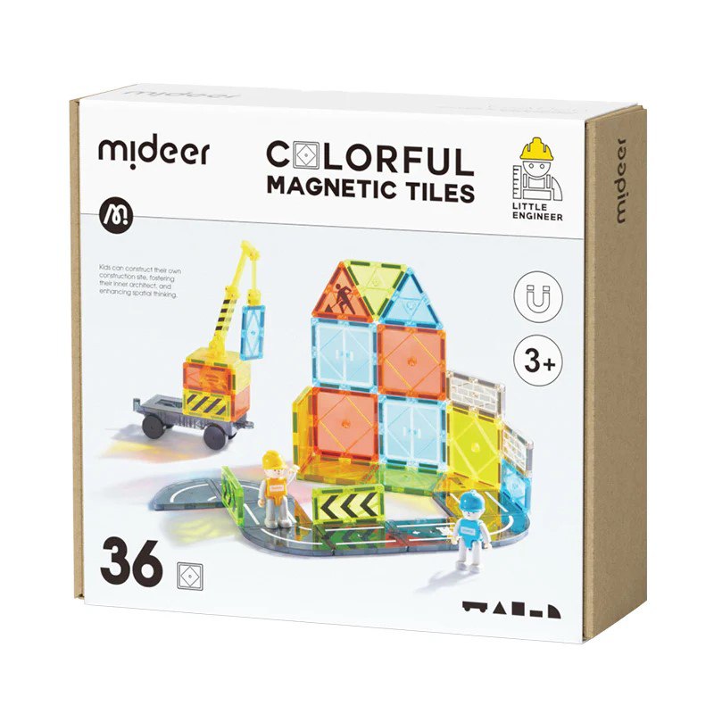 Mideer - Little Architect - Colorful Magnetic Tiles | 36pcs