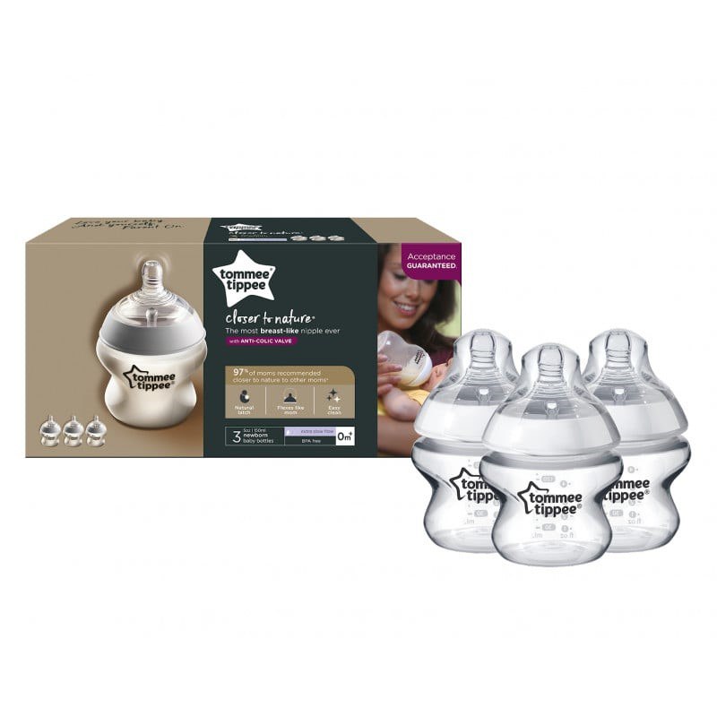 Closer to Nature Feeding Bottles, 150 Ml, 3 Pieces