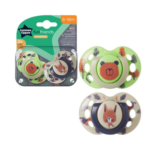 Tommee Tippee Fun Friends Soother Pack Of 2 (6-18M)