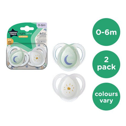 Tommee Tippee Night Time Soother Pack Of 2 (0-6M)