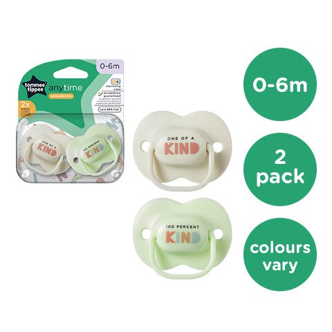 Tommee Tippee Anytime Orthodontic Soother 0-6 Months (Pack of 2)