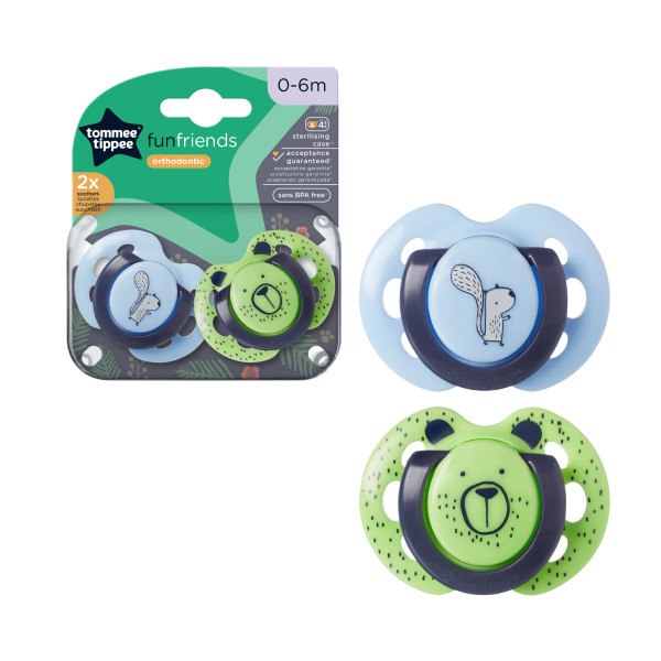 Tommee Tippee Fun Friends Soother Pack Of 2 (0-6M)