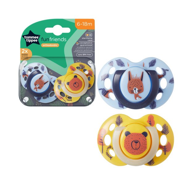 Tommee Tippee Fun Friends Soother Pack Of 2 (6-18M)