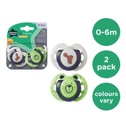 Tommee Tippee Fun Friends Soother Pack Of 2 (0-6M)