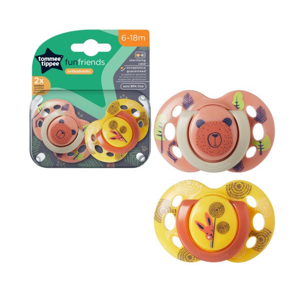 Tommee Tippee Fun Friends Soother Pack Of 2 (6-18M)