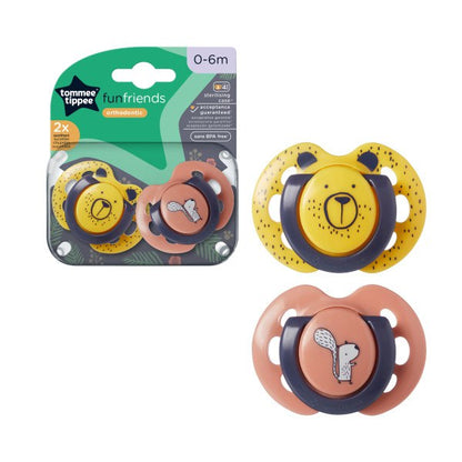 Tommee Tippee Fun Friends Soother Pack Of 2 (0-6M)