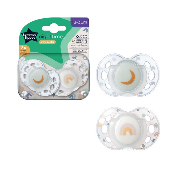 Tommee Tippee Night Time Orthodontic Soothers 18-36M