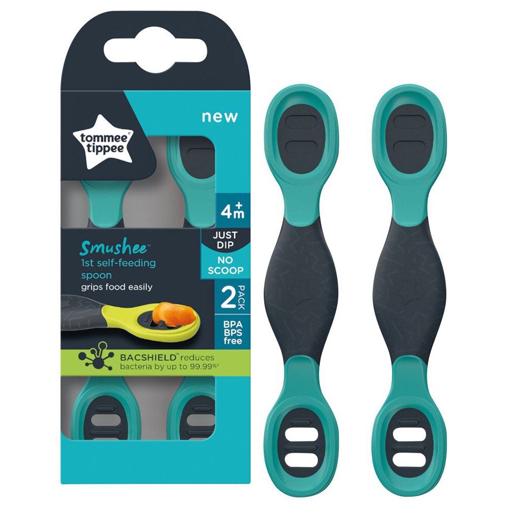 Tommee Tippee?Baby Spoons Smushee First Self-Feeding Weaning 4m+ Pack of 2