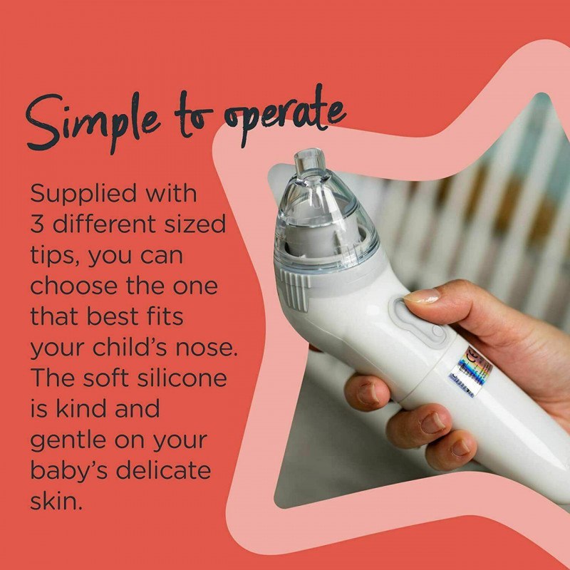 Tommee Tippee Battery Baby Nasal Aspirator for Relief from Nasal Congestion