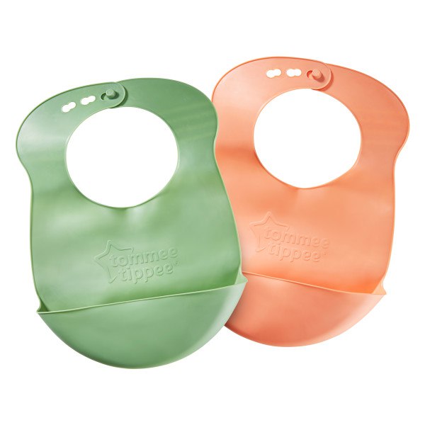 Tommee Tippee Roll ‘n’ Go Baby Bib with Crumb and Mess Catcher, 6m+, 2 pack