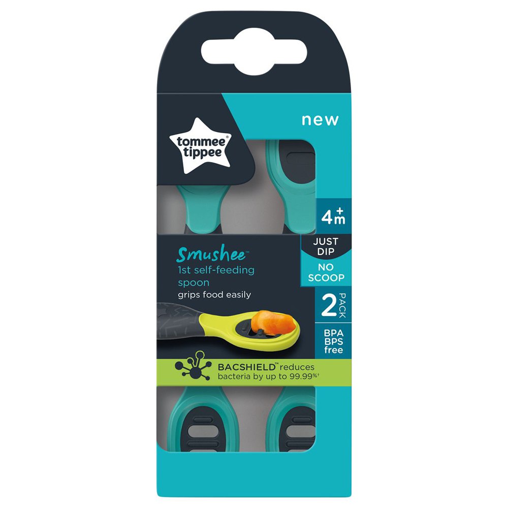 Tommee Tippee?Baby Spoons Smushee First Self-Feeding Weaning 4m+ Pack of 2