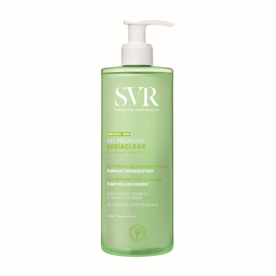 Svr sebiaclear gel purifying and exfoliating soap-free cleanser 400ml