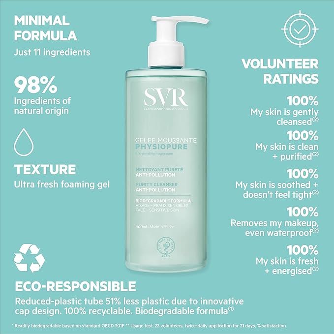 SVR PHYSIOPURE Foaming Facial Makeup Remover/Gel, 400ml