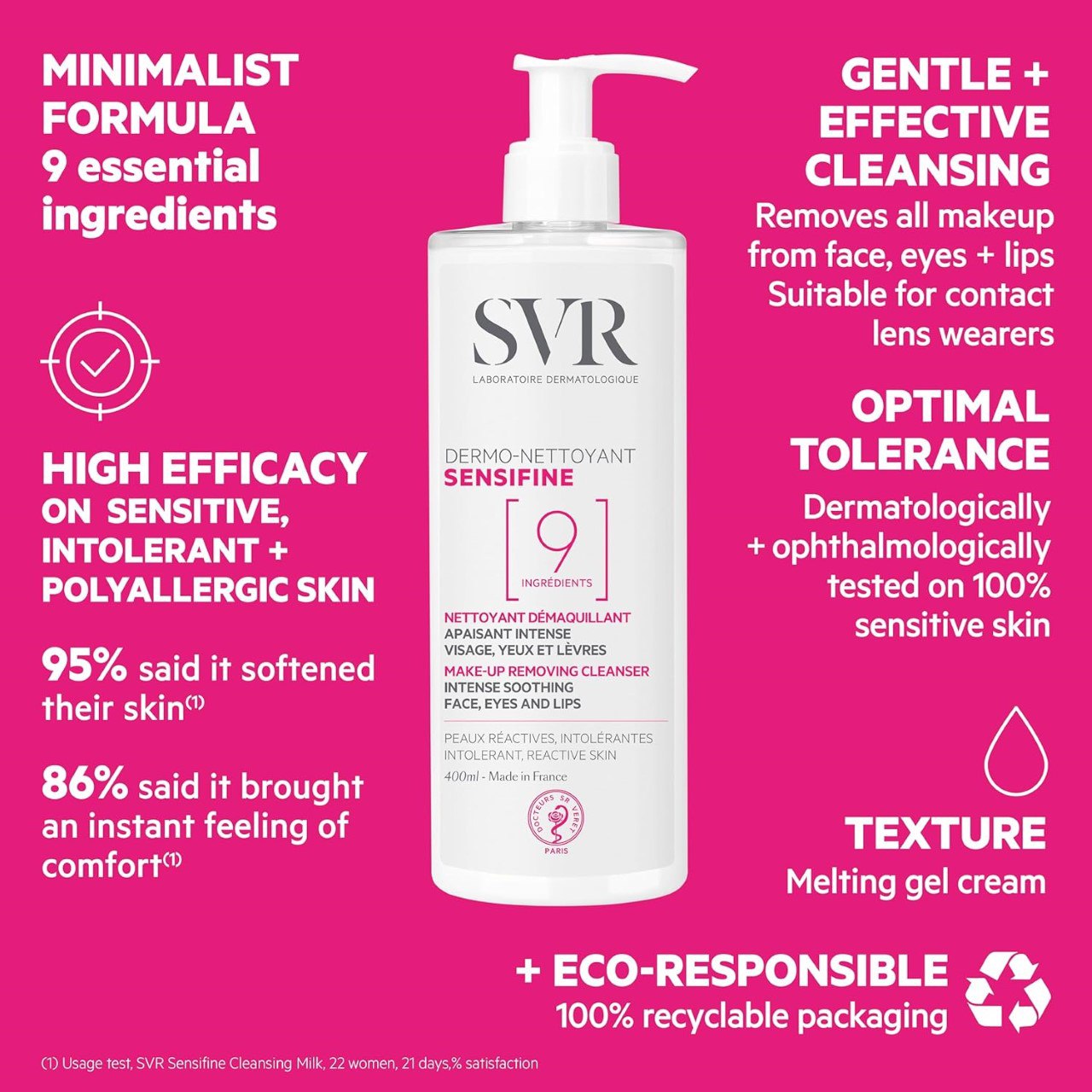 Svr sensifine dermo-nettoyant make-up removing cleanser 400ml